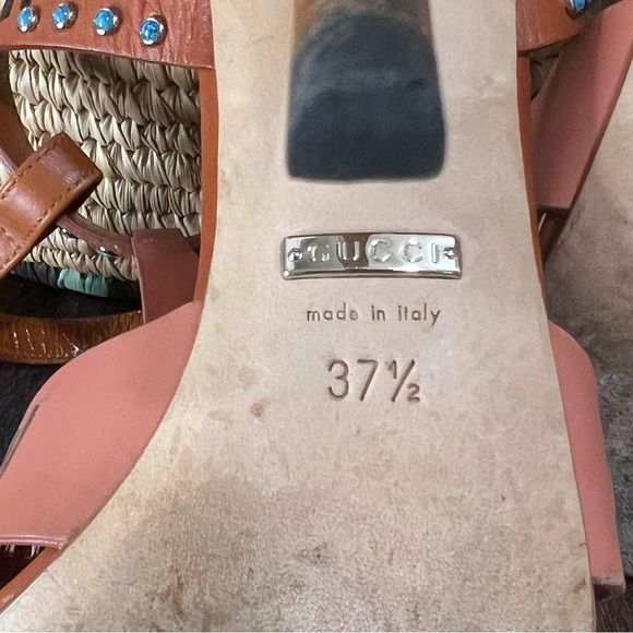 ✅ GUCCI 💯 AUTHENTIC Leather Sandals Size  37 1/2 (6.5) - Picture 5 of 10